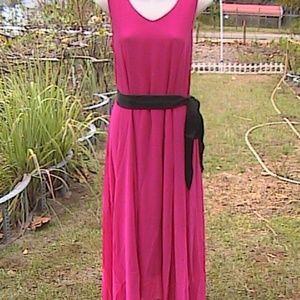 Fuschia Sleeveless Chiffon Casual Maxi Dress